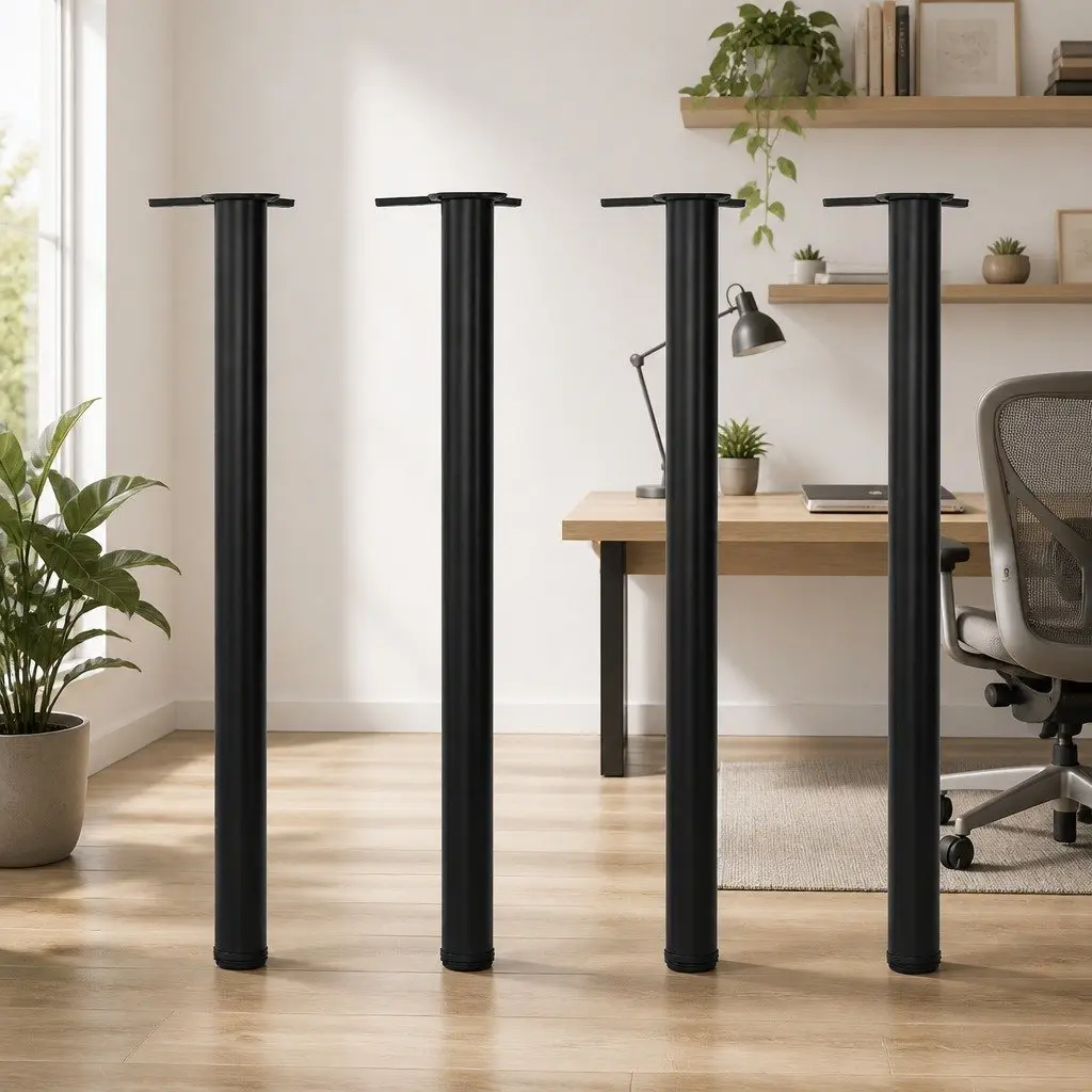 Table Legs Black 870mm Height Adjustable Screw Feet Set of 4
