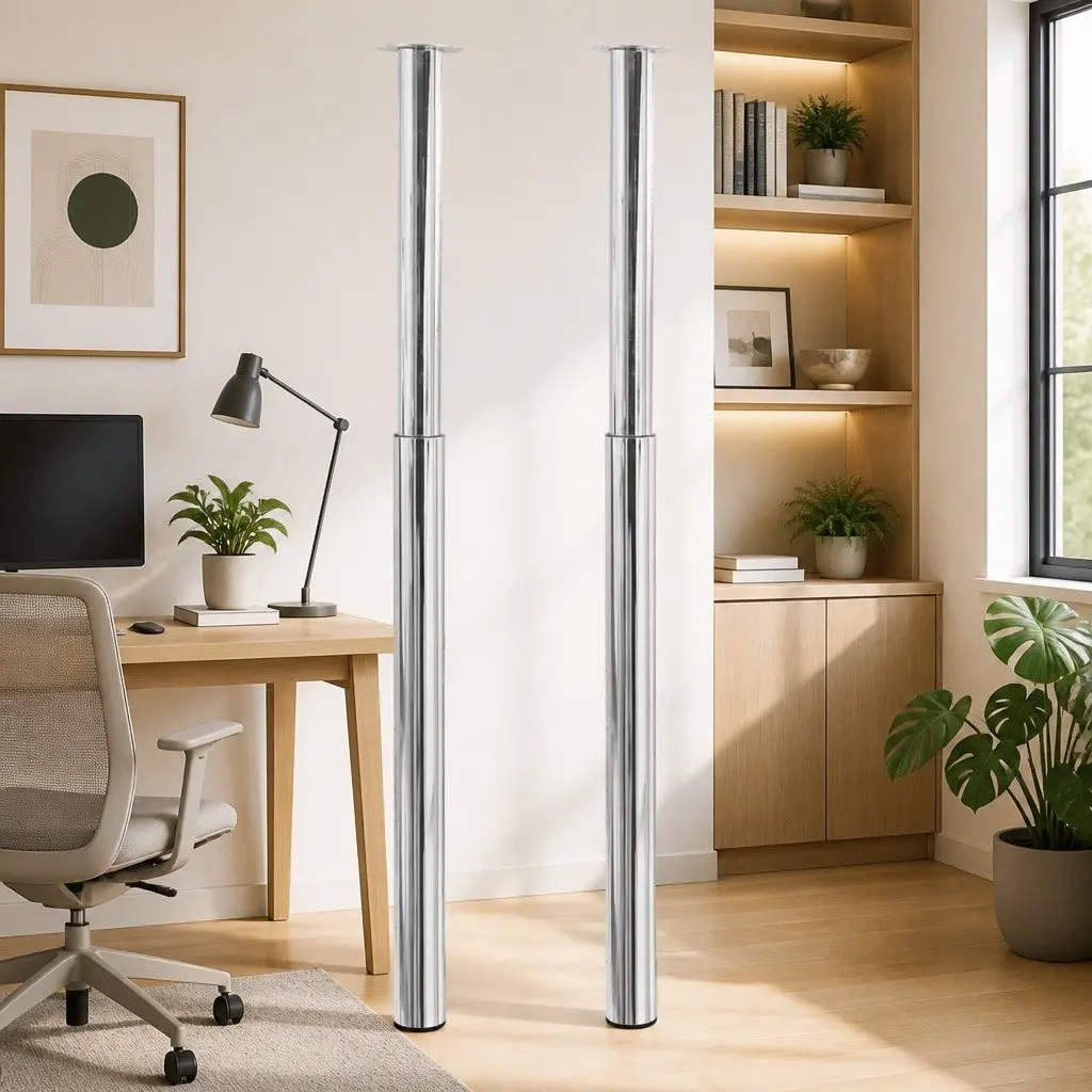 Telescopic Table Legs Chrome Adjustable 710mm-1100mm Set of 2