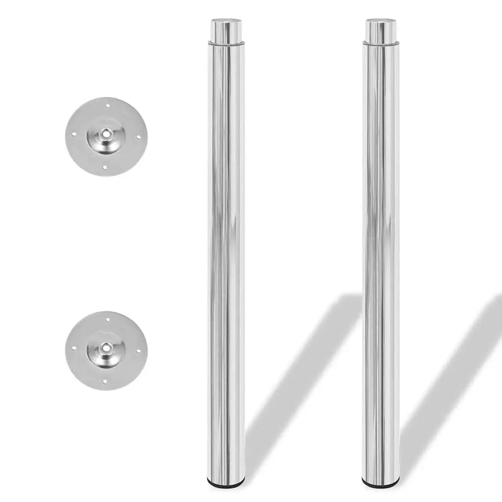 Telescopic Table Legs Chrome Adjustable 710mm-1100mm Set of 2