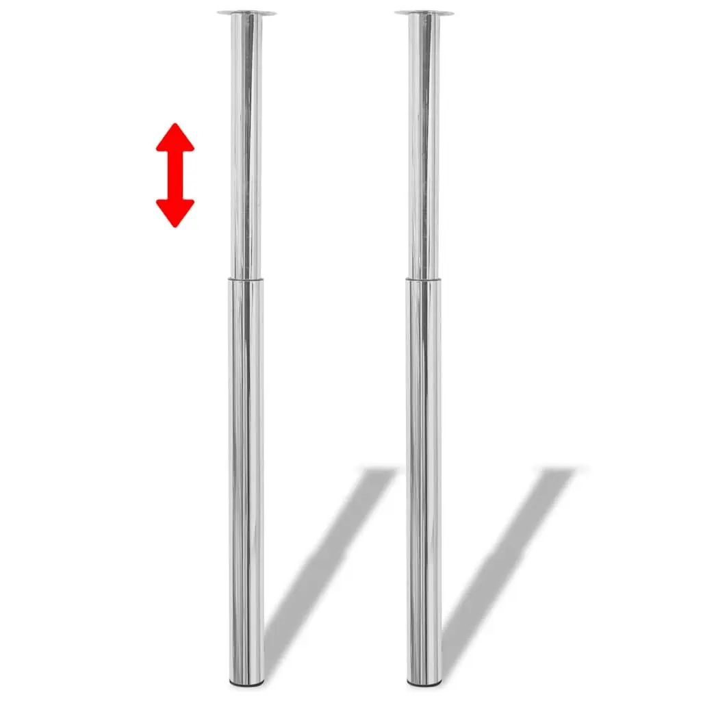 Telescopic Table Legs Chrome Adjustable 710mm-1100mm Set of 2
