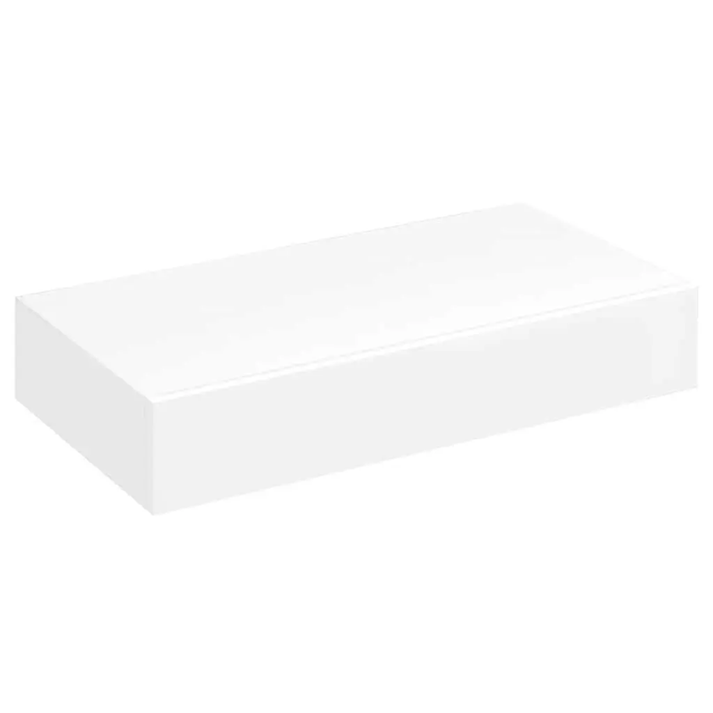 Floating Wall Shelf White with Drawer Easy Installation