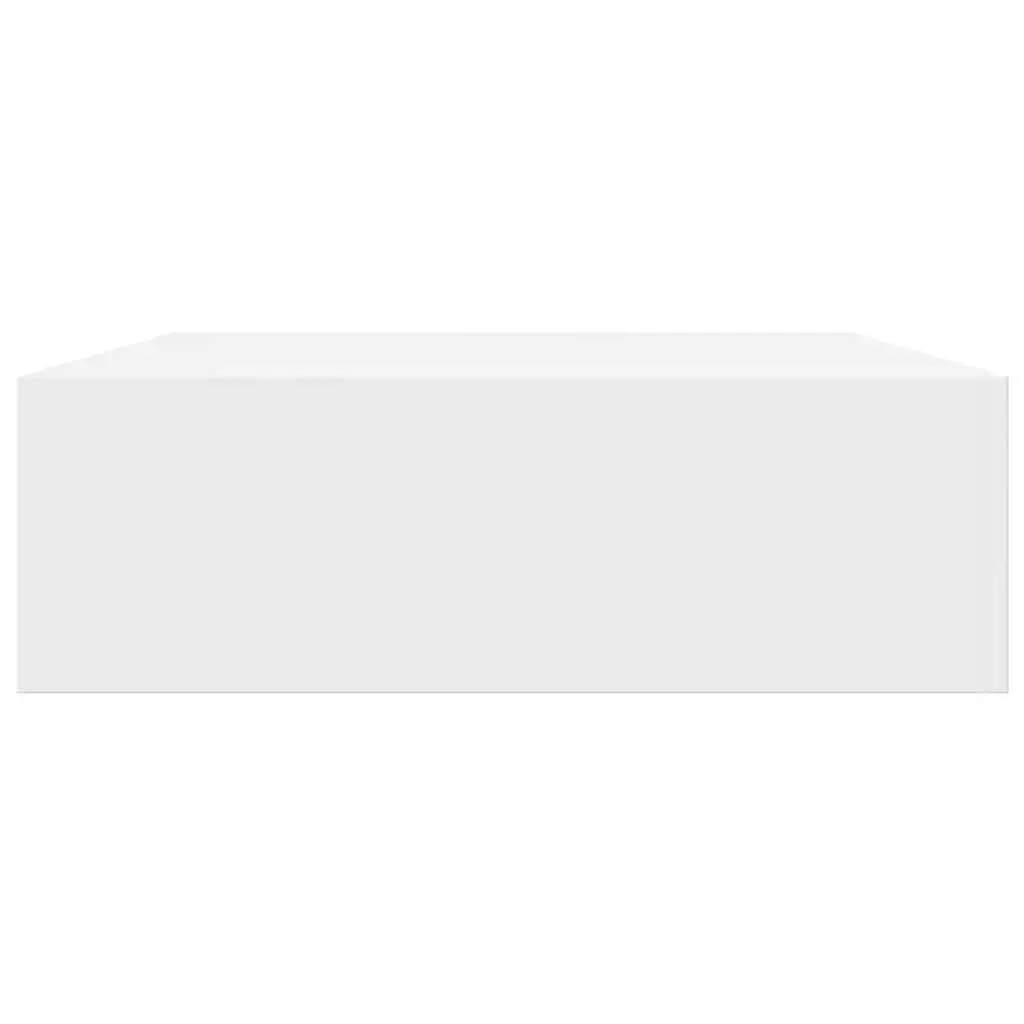 Floating Wall Shelf White with Drawer Easy Installation