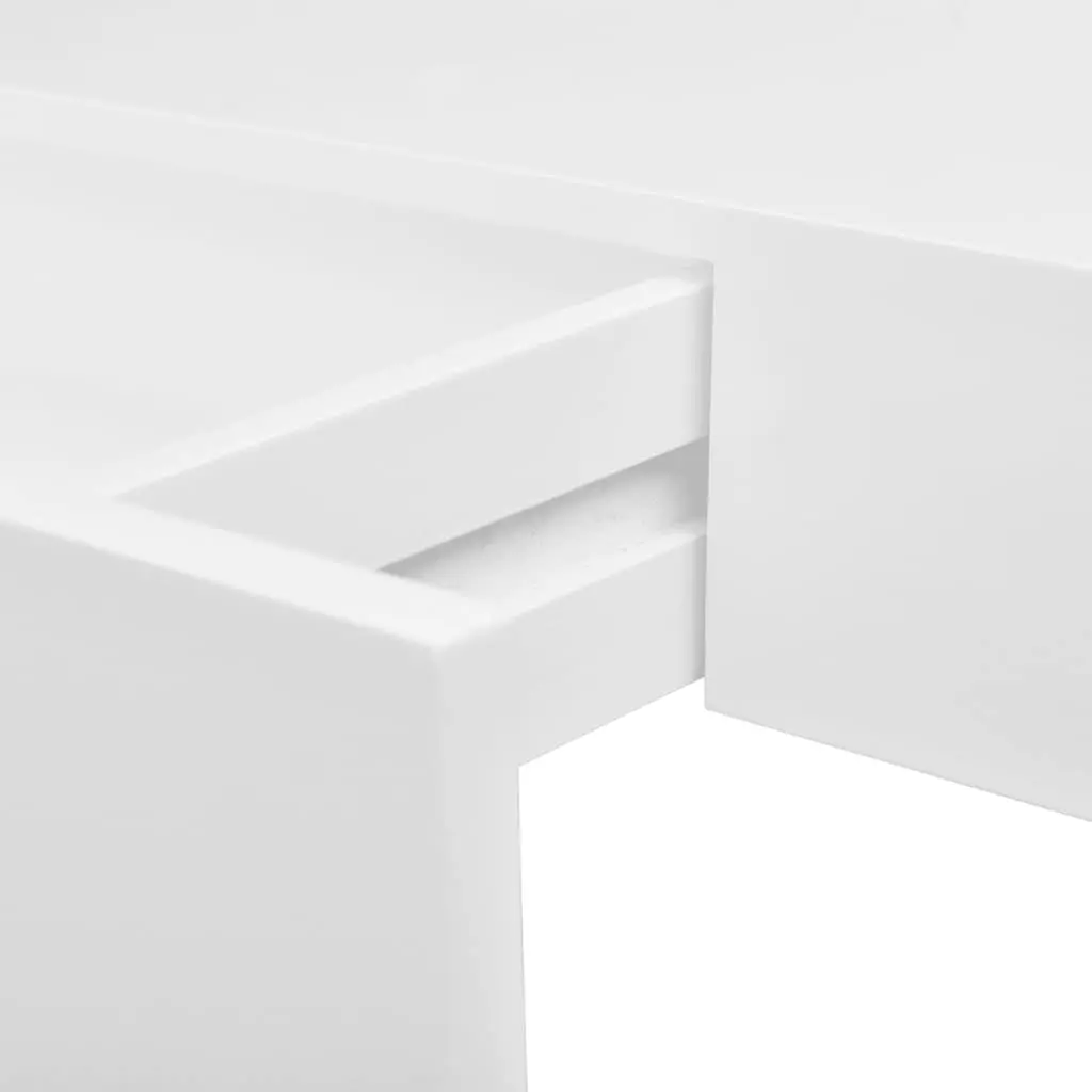 Floating Wall Shelf White with Drawer Easy Installation