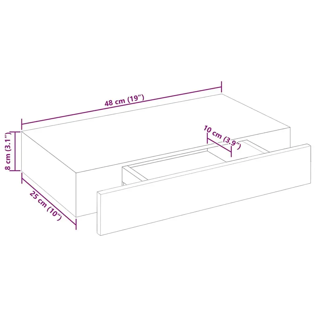 Floating Wall Shelf White with Drawer Easy Installation
