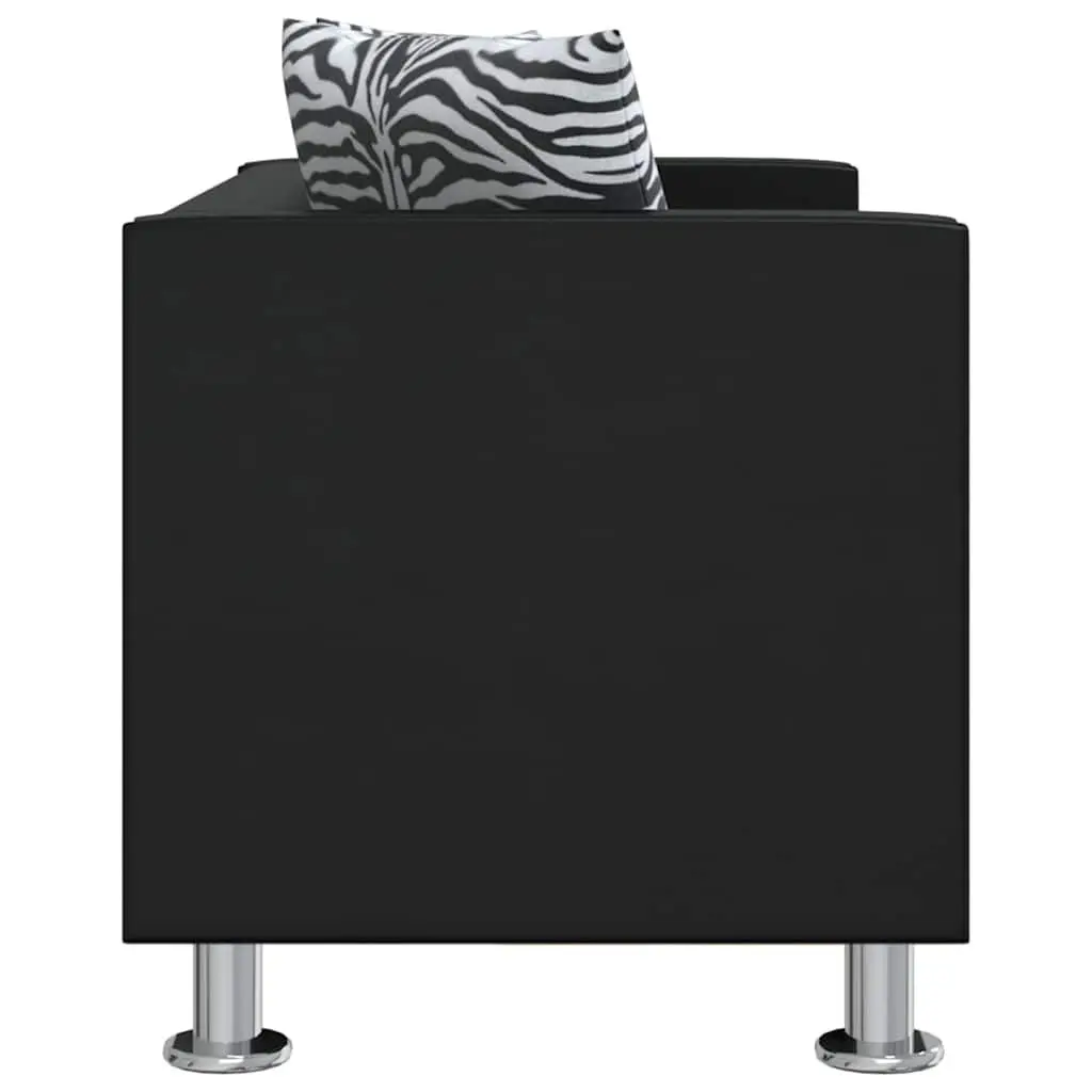 2-Seater Sofa Black Artificial Leather Compact Living Room Furniture Padded