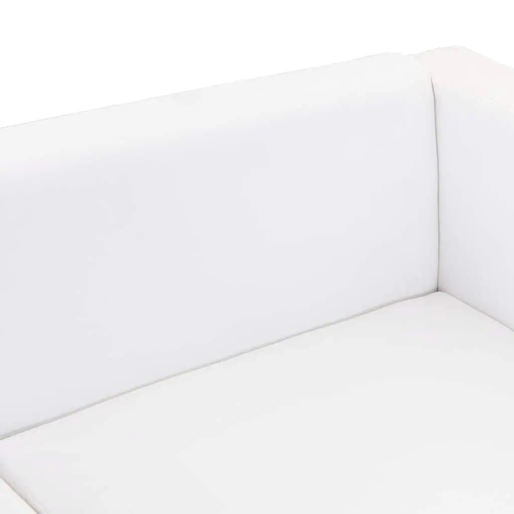 White Modern 2-Seater Sofa Padded Cushions Artificial Leather Wide Seating