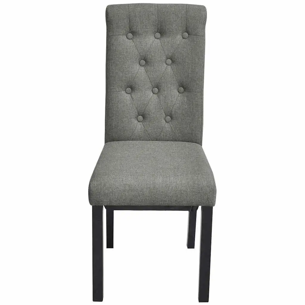 Dining Chairs Set of 2 Light Grey Upholstered Kitchen Seating with Wooden Legs