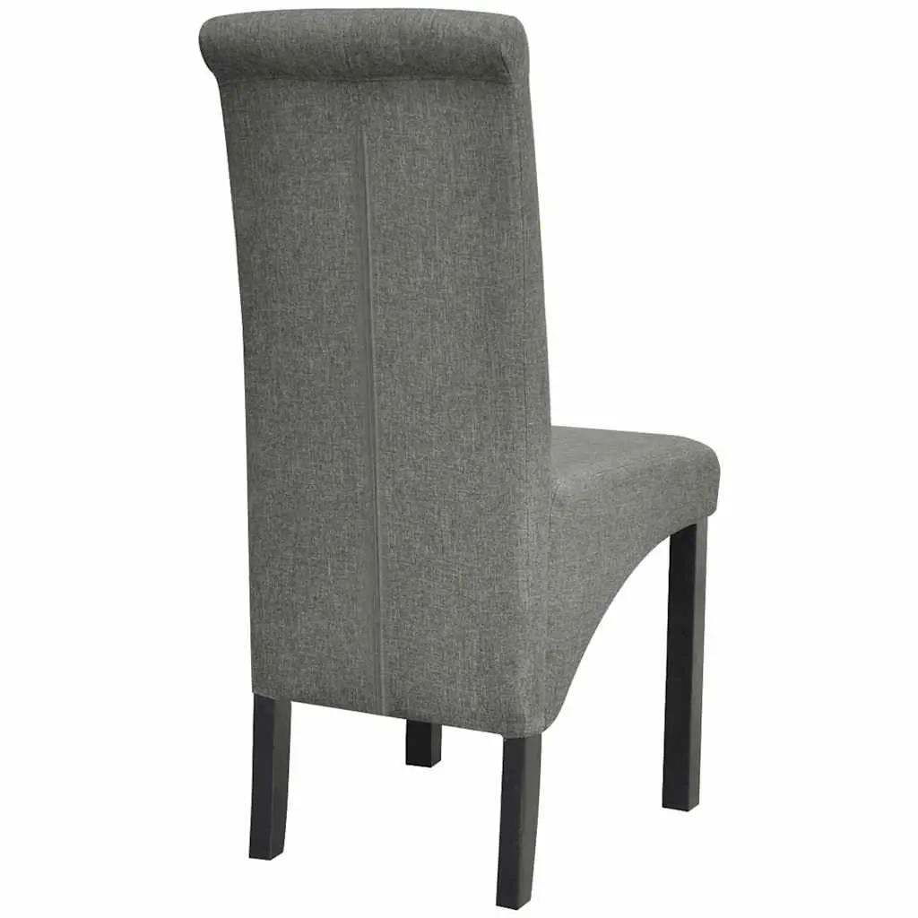 Dining Chairs Set of 2 Light Grey Upholstered Kitchen Seating with Wooden Legs