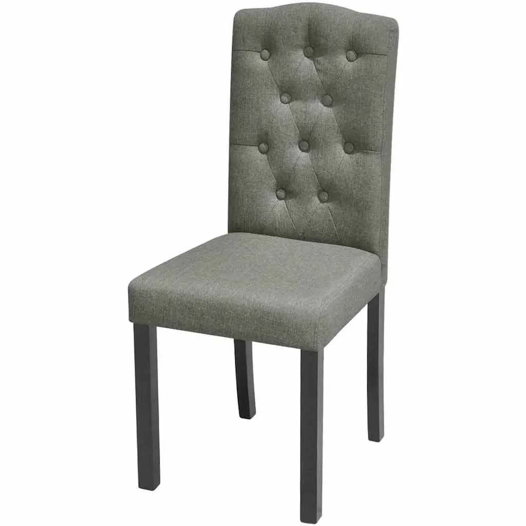 Dining Chairs Set of 2 Grey Upholstered Kitchen Seating with Wooden Legs