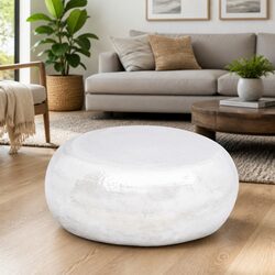 Concise Hammered Coffee Table in Silver Aluminium