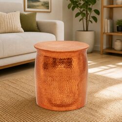 Hammered Aluminium Stool Side Table Accent End Table Decorative Gold