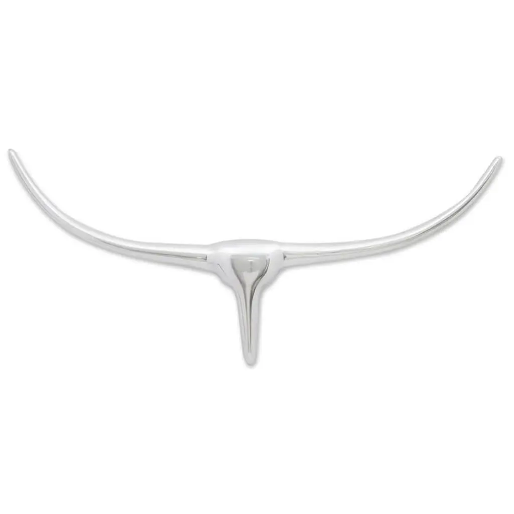 Wall Mounted Sculpture Silver 72cm Wide Modern Bull's Head Decoration