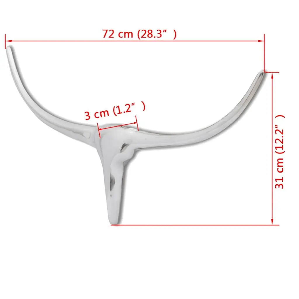 Wall Mounted Sculpture Silver 72cm Wide Modern Bull's Head Decoration