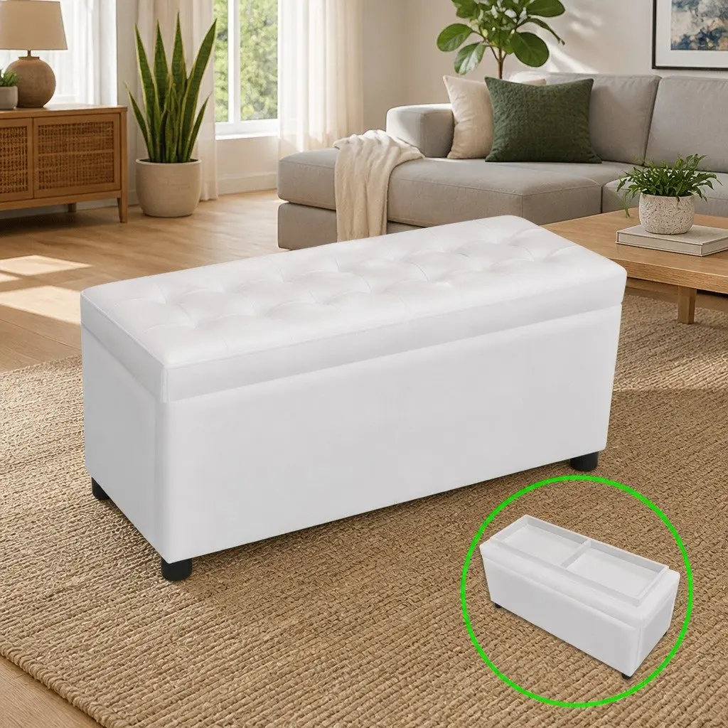 White Storage Ottoman
