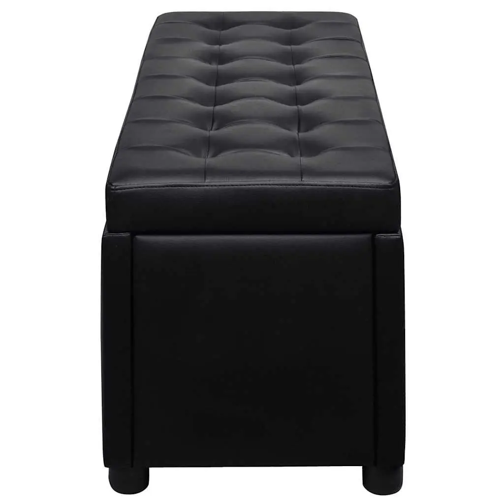 Storage Ottoman Black Faux Leather Extra Seating Coffee Table