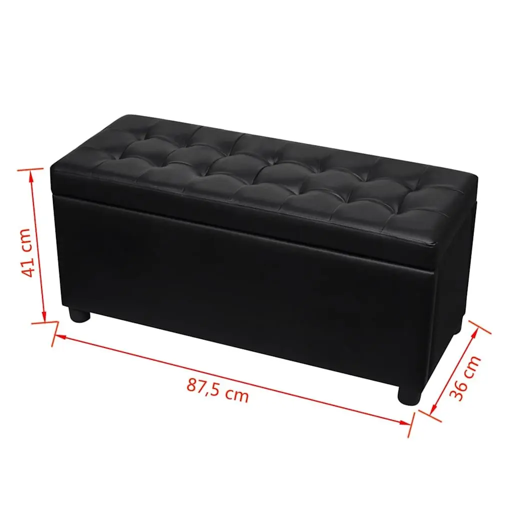 Storage Ottoman Black Faux Leather Extra Seating Coffee Table