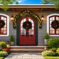 Compact 10m Green Christmas Garland with LED Lighting