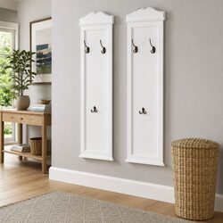 White Baroque Coat Racks with Steel Hooks - Stylish and Functional