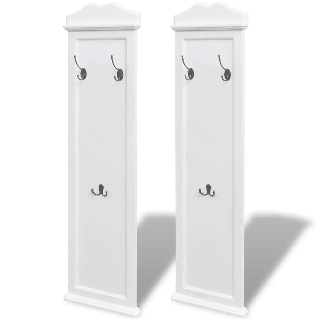 Coat Racks White Baroque Style 2 Pieces Steel Hooks Home Organisation