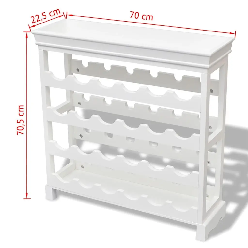 Wine Cabinet White 24 Bottle Storage Rack Organiser with Four Shelves and Top Tray for Glassware