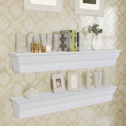 White Baroque Floating Shelves - Modern Elegance