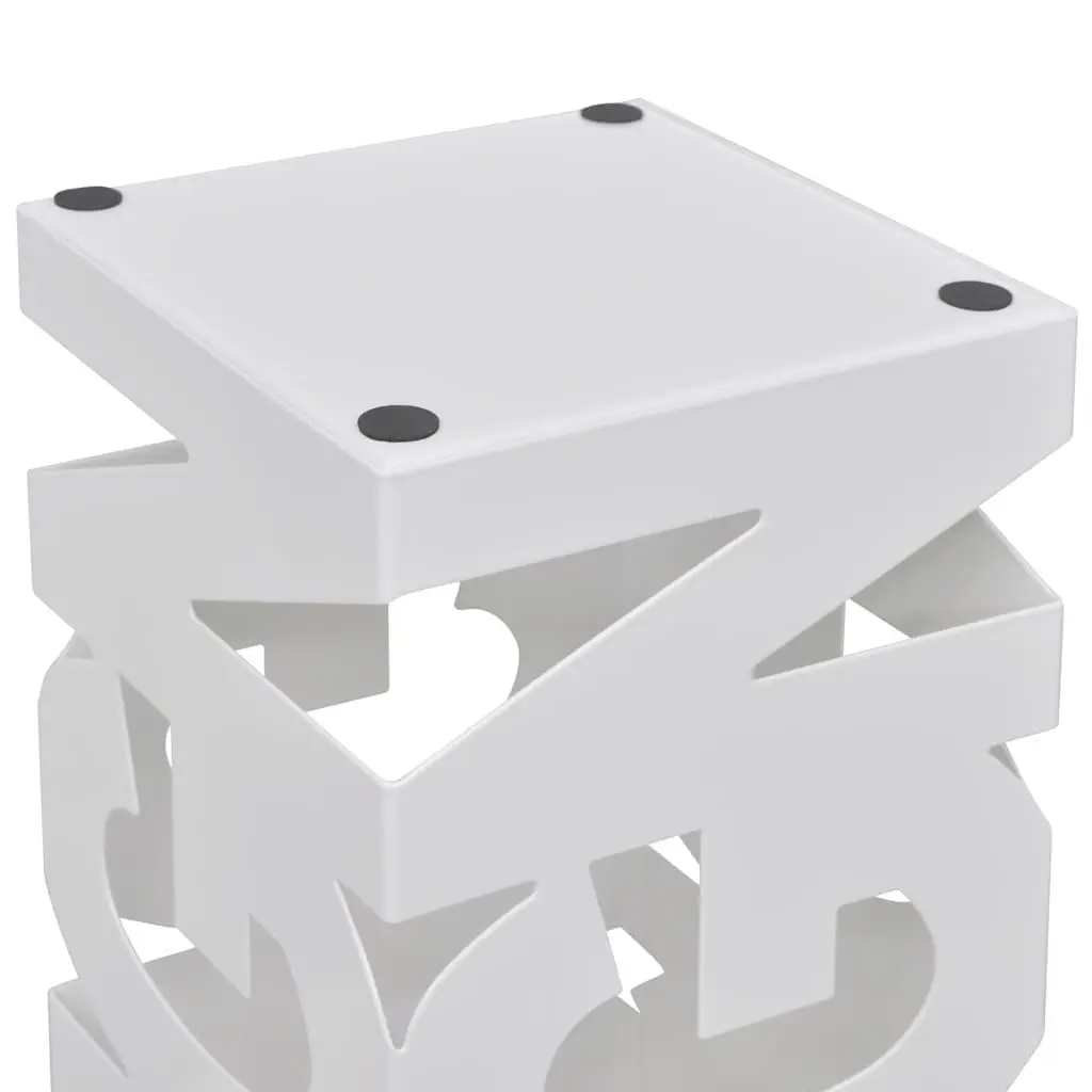 Umbrella Stand White 48.5cm Powder-coated Steel Removable Drip Tray