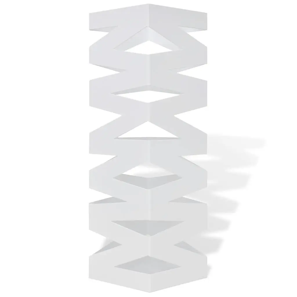 Umbrella Stand White 48.5cm Removable Drip Tray Powder-coated Steel