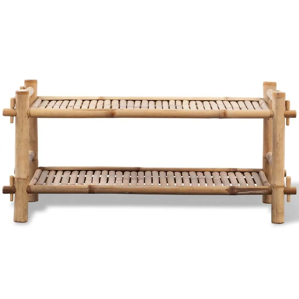 2-Tier Bamboo Shoe Rack Brown Lightweight Footwear Storage Organiser