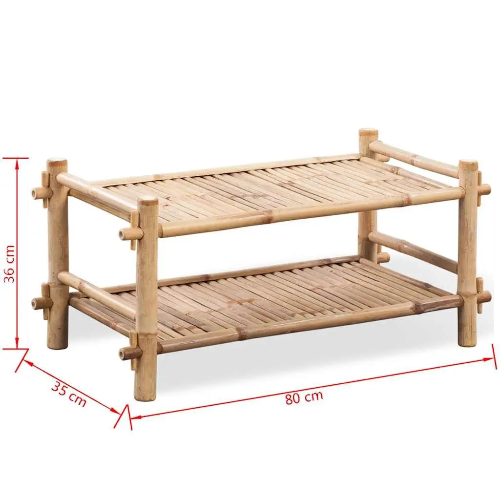 2-Tier Bamboo Shoe Rack Brown Lightweight Footwear Storage Organiser