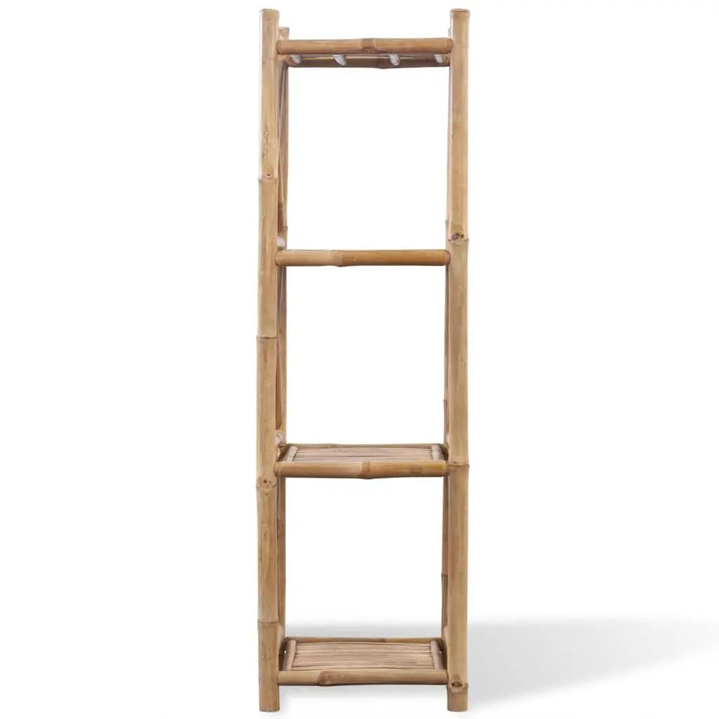 Bamboo Shelf Brown 4-Tier Square Storage Rack Display