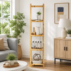 Compact 5-Tier Bamboo Shelf for Your Home Needs