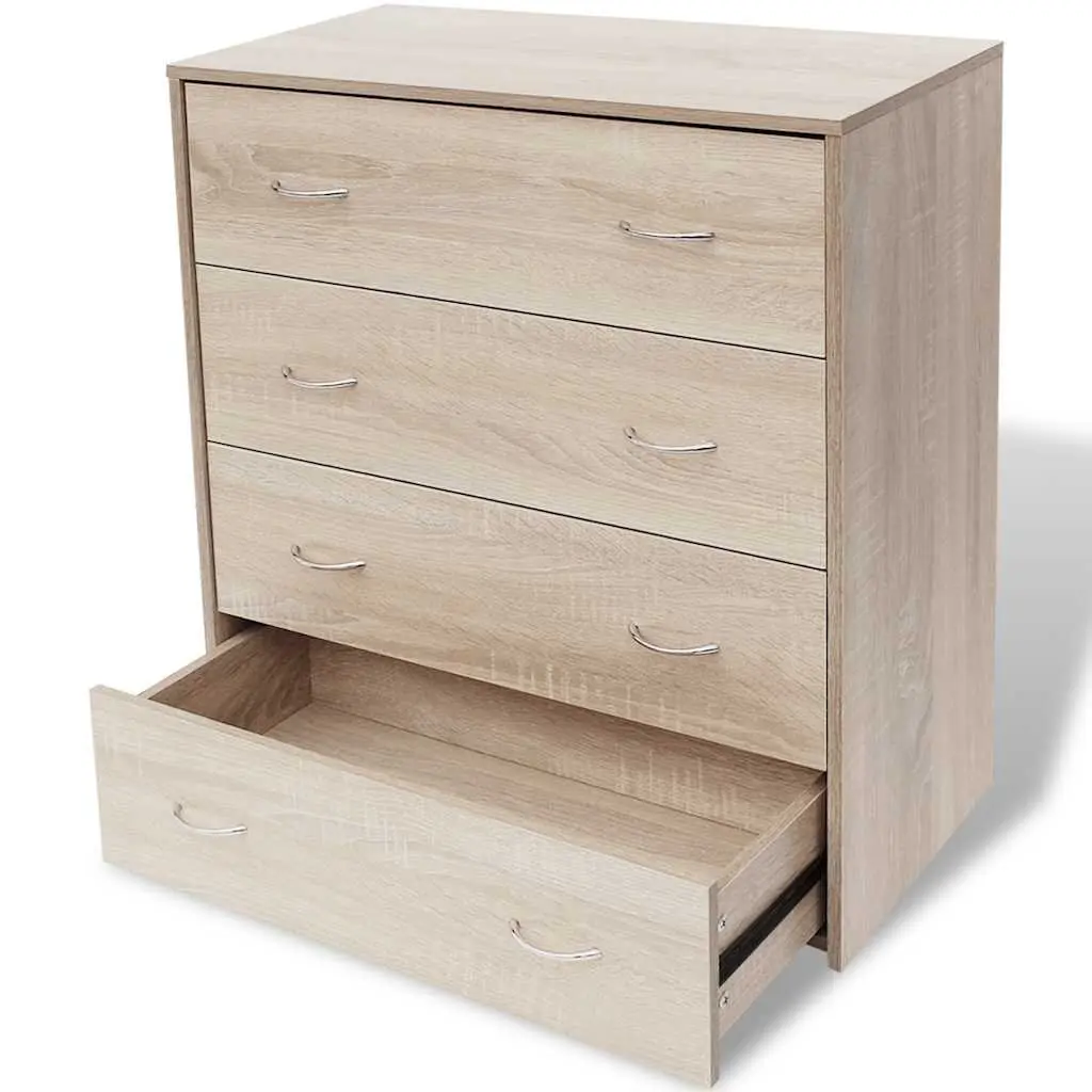 Sideboard Storage Cabinet Oak Colour 4 Drawers Spacious Top Surface