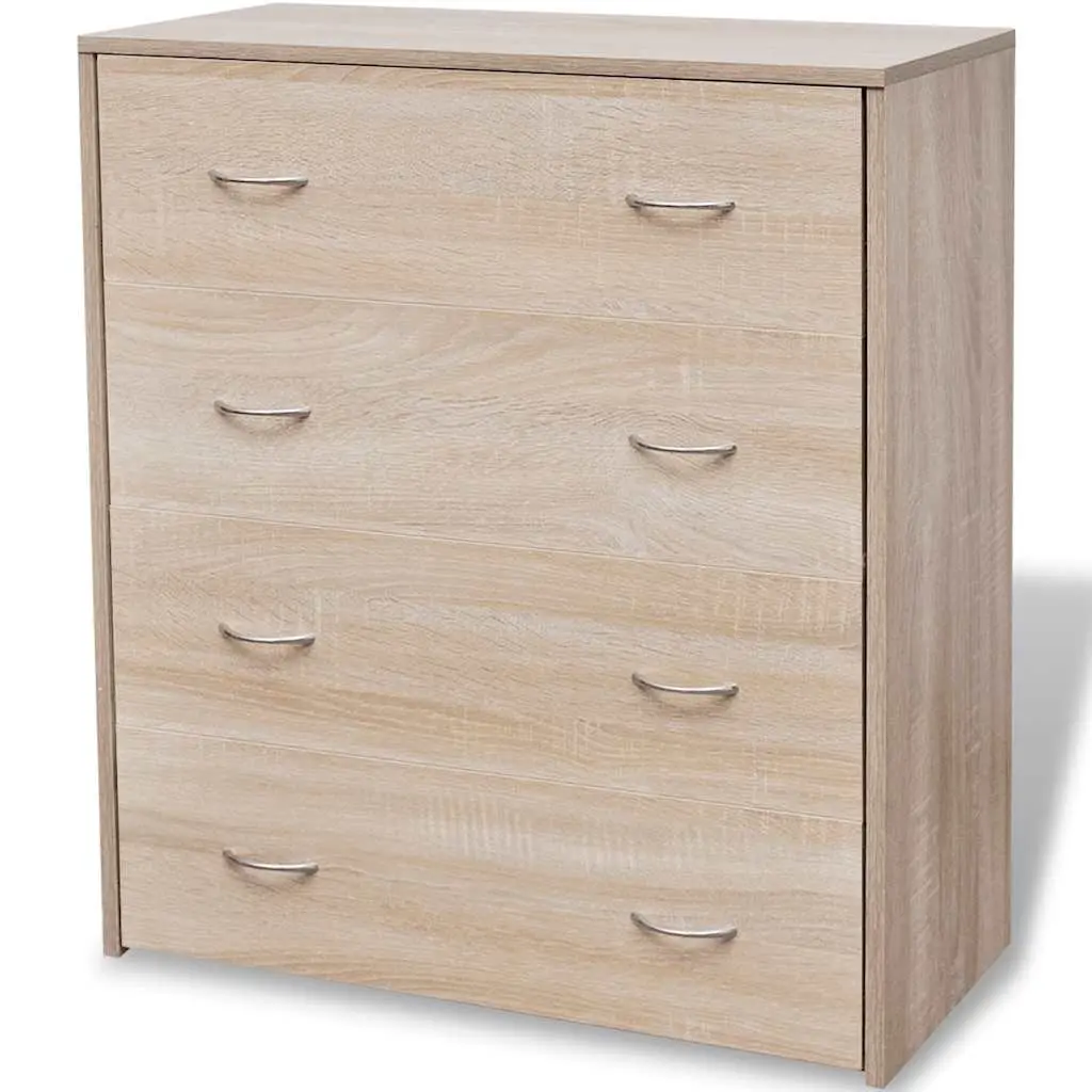 Sideboard Storage Cabinet Oak Colour 4 Drawers Spacious Top Surface