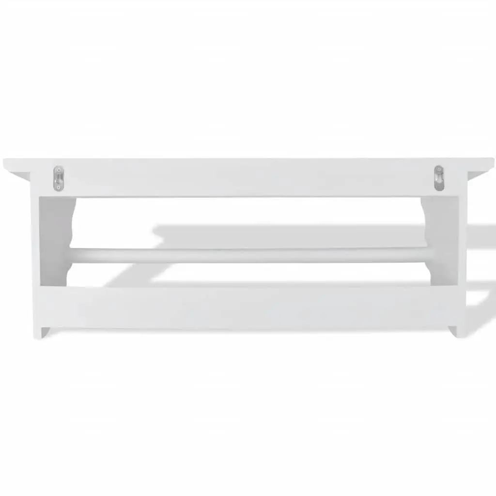 Coat Rack White Wall Mount Baroque Style 5 Hooks Floating Shelf Entryway Organiser