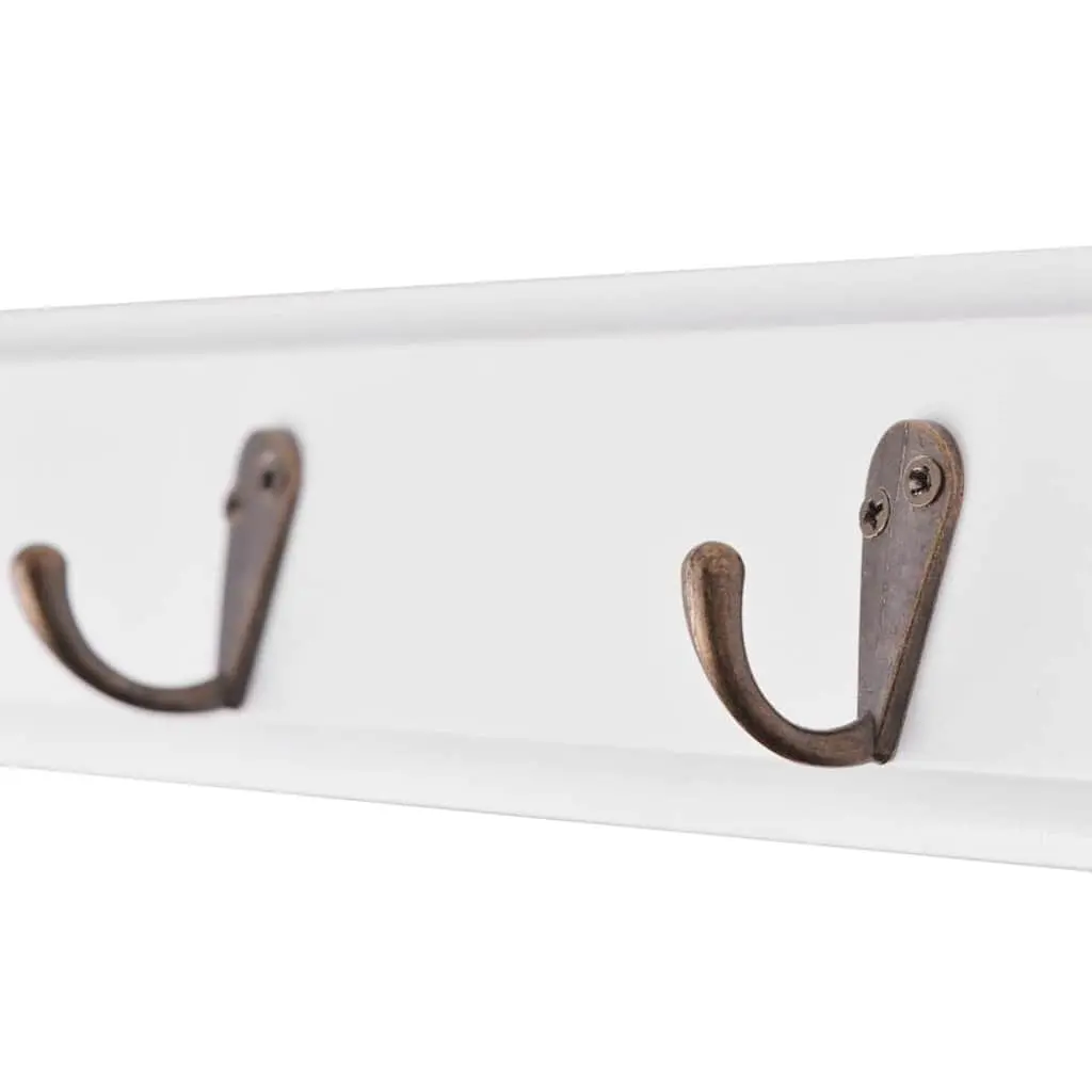 Coat Rack White Wall Mount Baroque Style 5 Hooks Floating Shelf Entryway Organiser