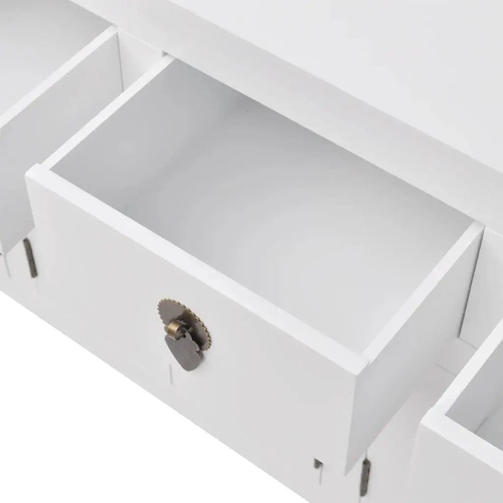 Sideboard White Solid Wood 4 Drawers 3 Cupboards Asian Style Storage Cabinet