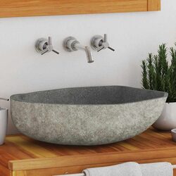 Compact River Stone Oval Basin 45-53cm for Your Bathroom