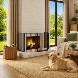 Concise Pet Fireplace Safety Barrier with Swing Gate