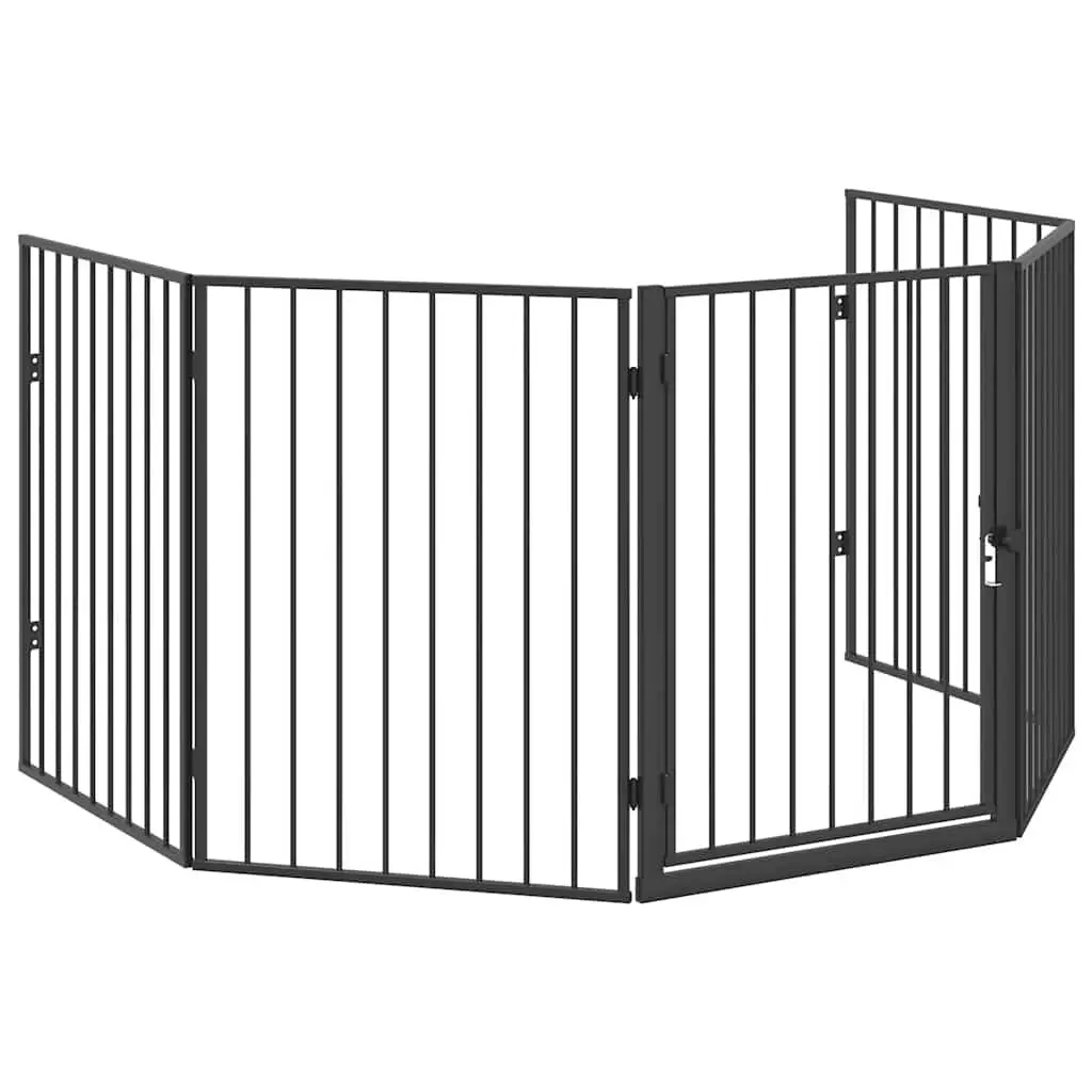 Fireplace Fence Black Steel Swing Gate Pet Safety Barrier