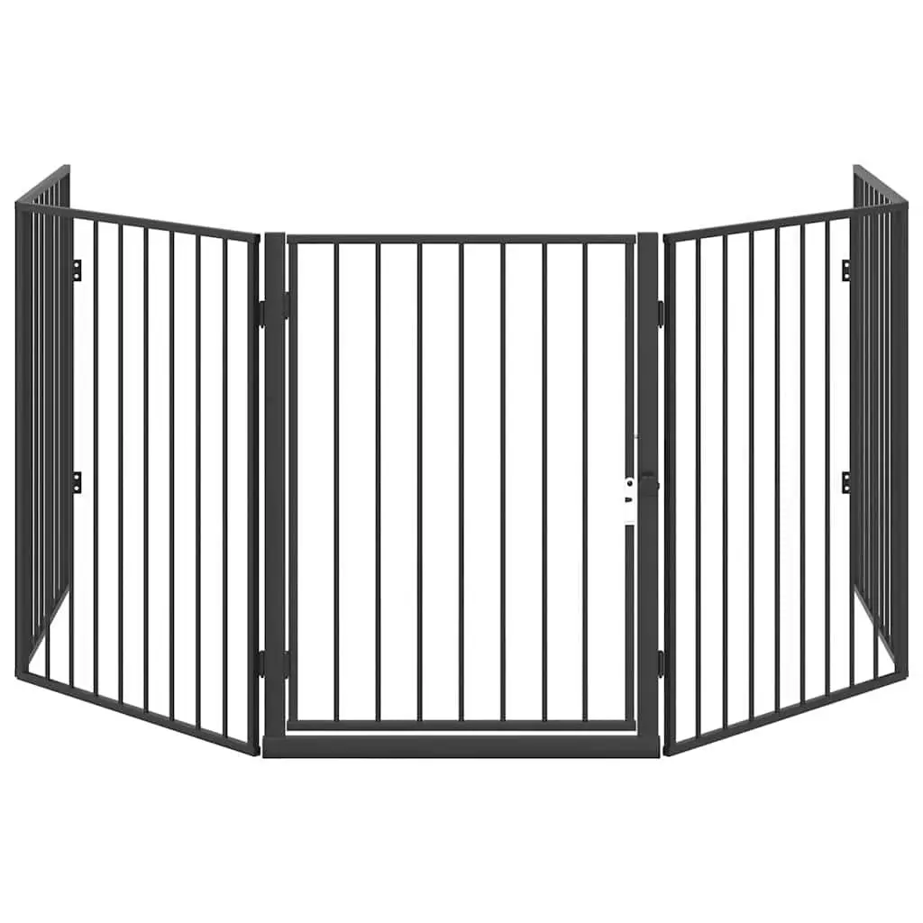 Fireplace Fence Black Steel Swing Gate Pet Safety Barrier