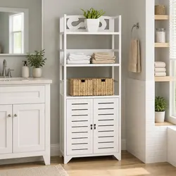 Compact and Stylish White Bathroom Storage Solution