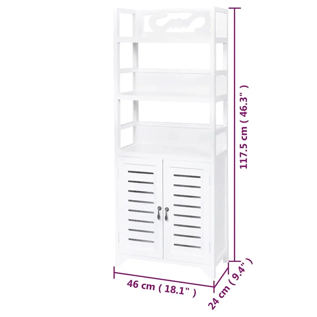 Floor Standing Storage Cupboard White Wood Bathroom Cabinet 46x24x117.5cm