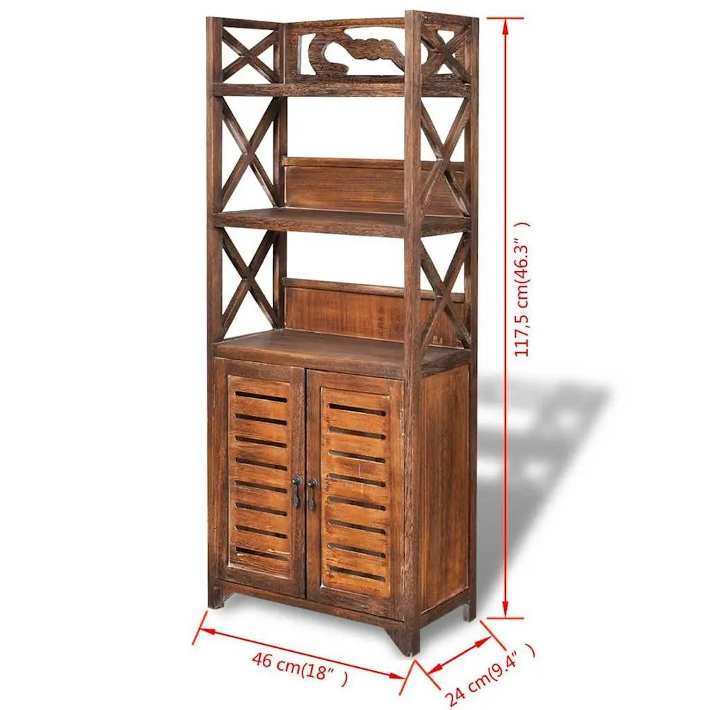 Bathroom Cabinet Storage Cupboard Brown Wood Floor Standing 46x24x117.5cm