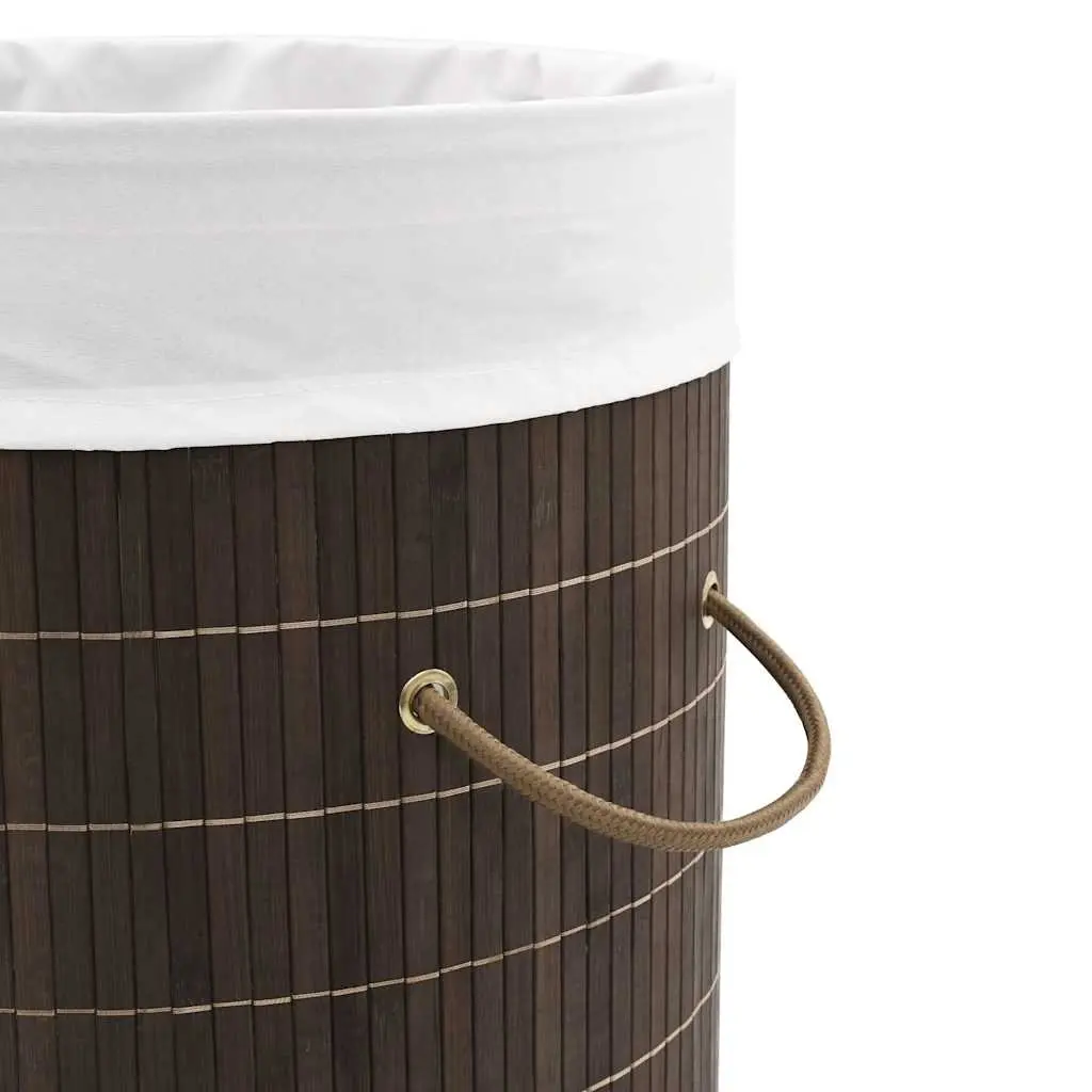 Bamboo Round Laundry Bin Hamper Basket with Handles Removable Liner Storage