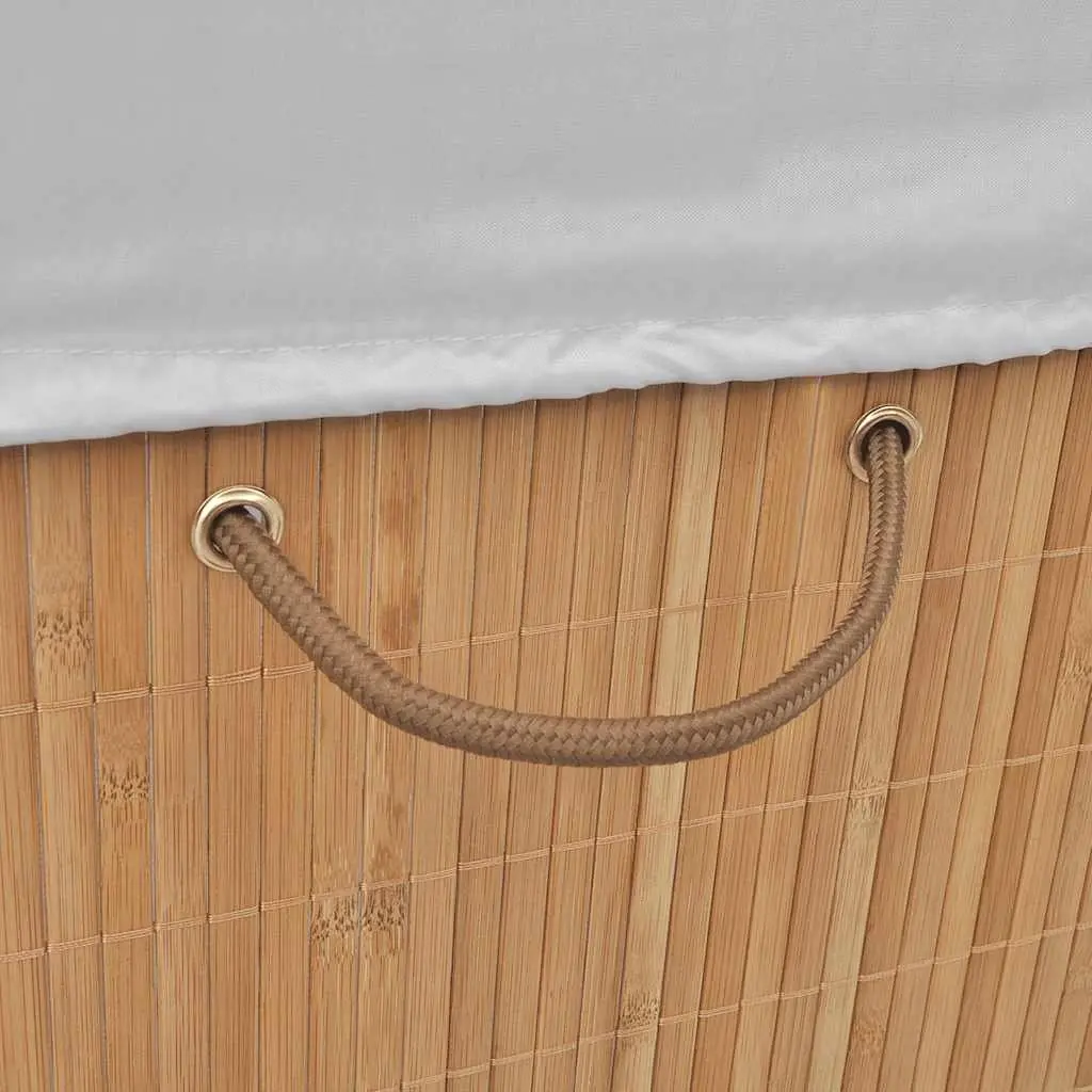 Bamboo Laundry Bin Brown Rectangular Removable Liner with Handles