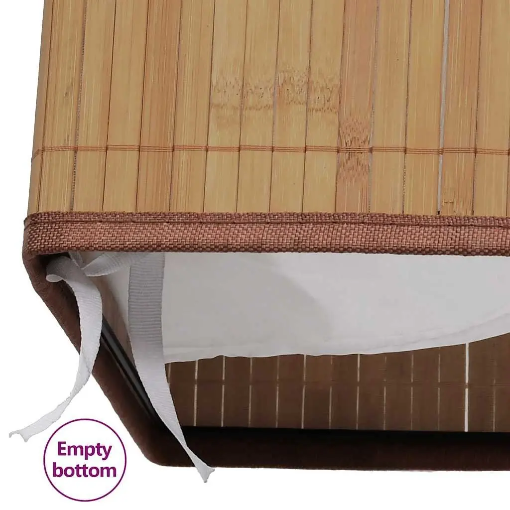 Bamboo Laundry Bin Brown Rectangular Removable Liner with Handles