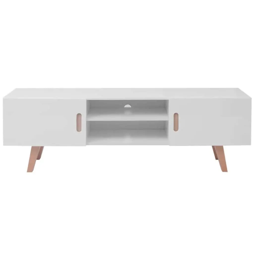 TV Stand White MDF High Gloss Storage Cabinet Entertainment Unit
