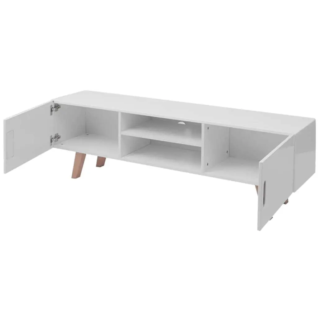 TV Stand White MDF High Gloss Storage Cabinet Entertainment Unit
