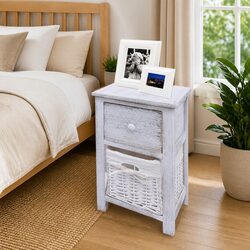 Bedside Cabinets 2 pcs White Wood Nightstands Bedroom Storage Drawer Tables