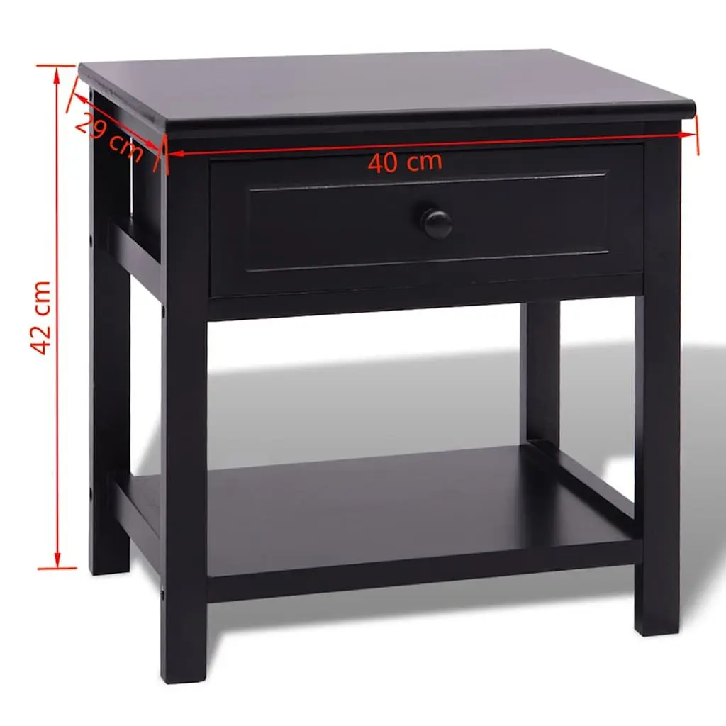 Bedside Cabinets 2pcs Black Wood Nightstand Storage Drawer Bedroom End Table